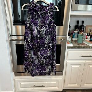 Anna Sui  Purple and Black abstract art Dress size P GUC